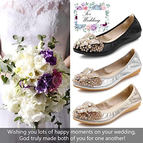 KUNWFNIX Women Ballet Flats Rhinestone Wedding Ballerina Shoes Foldable Sparkly Comfort Slip on Flat Shoes - Image 6