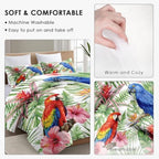 WeCozy Full Comforter Set, 3 Pieces Tropical Hibiscus Bedding, All Season - Image 5
