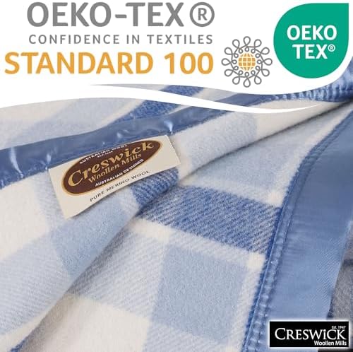 Creswick Woollen Mills 100% Australian Merino Wool Blanket – Soft Warm and Natural with Satin Binding, Breathable Luxury Bedding for All Seasons, (Blue Plaid, Throw) - Image 4