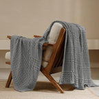 PHF Lightweight 100% Cotton Waffle Throw Blanket for Couch, Dark Grey by PHF