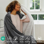 NANPIPER Sherpa Blanket for Couch, Warm and Lightweight Throw, Soft Fuzzy Plush Fleece for Winter, Castlerock Grey 50x60 Inches - Image 2