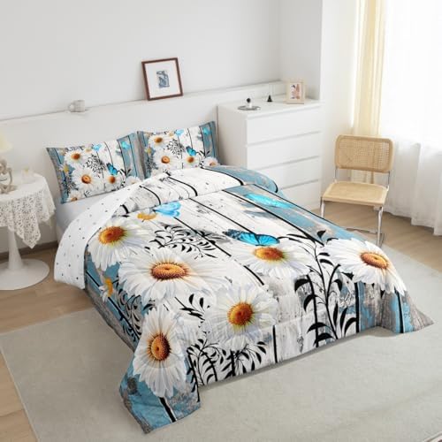 Feelyou Daisy Full Size Bedding Set Boys Girls Botanical Floral Printed - Image 2