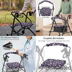 LedBack Floral Walker Accessories Sets Purple Butterfly Wheelchair Bag for Seniors Rollator Seat and Backrest Covers Universal Storage Basket - Image 4