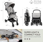 Lightweight Travel Stroller for Baby & Toddlers - Easy Fold & Compact Stroller with Canopy, Storage Basket, Multi-Position Recline & Convenient One-Hand Fold (Grey) - Image 4