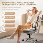 Coverado Car Seat Cushion Back Support Pillow Neck Headrest Pillow, Ergonomic Memory Foam Sciatica & Back & Tailbone Pain Relief Cushion for Office Chair Seat Cushion for Chair Gray&Light Gray - Image 3