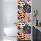 Window Privacy Film Frosted, Pumpkins Halloween Reusable Static Cling Window Tints, Black Horror Purple Floral Vintage Heat Control Windows Films for Offices, Balcony, 29.5 x 118 Inches - Image 3