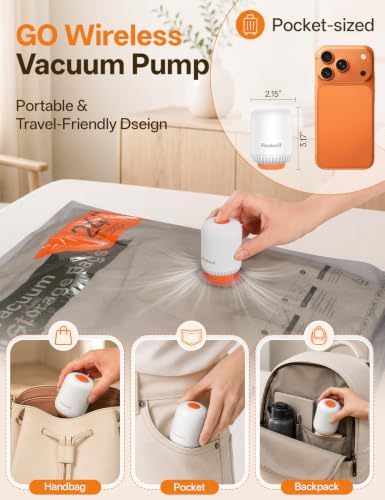 20 Pack Vacuum Storage Bags for Travel with Rechargeable Cordless Pump - Image 4