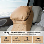 Aviation-Grade Pu Leather Car Headrest, 100% Memory Foam Neck Pillow for Driving Seat Car Headrest Pillow/Gaming Chair Pillow Ergonomic Design Neck Support Pillow Universal Type (Black) - Image 3