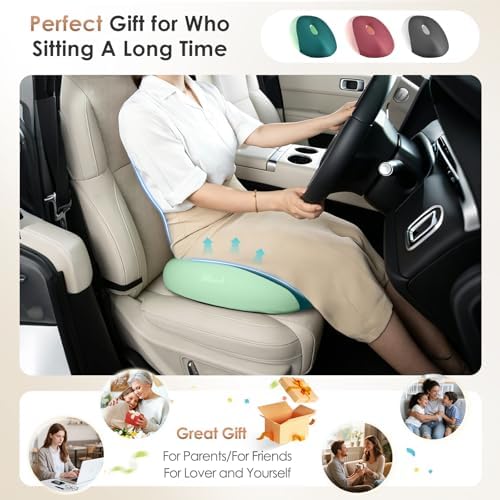 FLORICH Large Car Seat Cushion for Long Sitting, Ergonomic Memory Foam Driving Seat Cushion for Back & Sciatica Pain Relief, Non-Slip Washable Seat Cushion for Car, Driver, Office-Green - Image 2