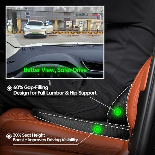 2Pack Lumbar Support Pillow & Seat Cushion for Car, Breathable Mesh, Wear-Resistant, Ergonomic Design, Back and Waist Support, Hip Cushioning, Comfortable for Long Time Driving and Sitting - Image 3