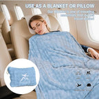 Travel Blanket and Pillow-2-in-1, Ultra-Soft&Compact, Airplane Blanket with Hand Luggage Belt and Backpack Clip,Travelers Accessories Gifts, 61x43 Inches（Blue） - Image 5