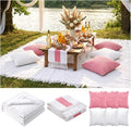 RYCHIC Extra Large Outdoor Boho Picnic Blanket with Table Runner and 6 Throw Pillows Covers for Outdoor Essentials Beach Accessories Set Oversized Manta Yard Outside Mat Wedding Party Decor Pink by RYCHIC