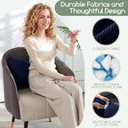HIGOGOGO Lumbar Support Pillow for Recliner Chair, Bow Knot Shaped Back Support Cushion, Striped Corduroy Soft Decorative Lumbar Pillow for Office Chair, Sofa, Car, Bed, Living Room - Navy - Image 4