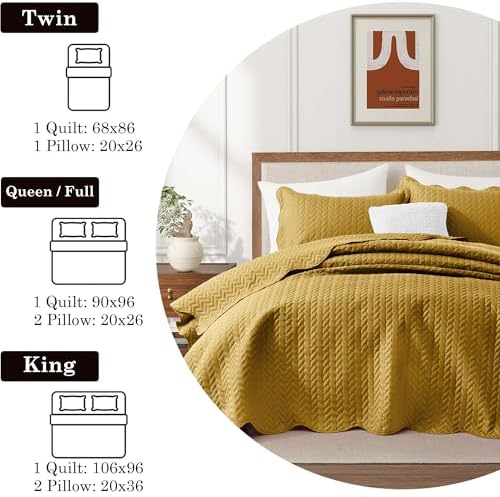 IR Imperial Rooms California King Quilt Bedspread Ochre Leaf 8-Pack - Image 4