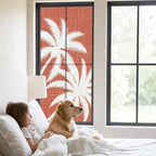 Window Privacy Film Frosted, Red Tropical Tree Static Cling Door Window Covering, Summer Coastal Palm Trees UV Blocking Windows Film for Office, Hotel, Bedroom, 29.5 x 78.7 Inches - Image 2
