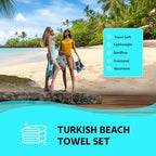 HAVLULAND Oversized Beach Towels, Pack of 4 Navy, 72" x40" Striped Cotton - Image 2