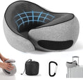 SZXYX Travel Pillows - 100% Pure Memory Foam Neck Pillow for Airplanes, Comfortable Breathable Cover, 360° Support Stowable Pillows for Sleeping, Car, Airport Travel Essentials, Dark Gray by SZXYX