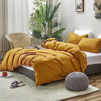 Luxlovery Mustard Yellow Comforter Set Full Dark Yellow Bedding Sets Full Size Ginger Quilts Blanket Comfy Lightweight Cozy Solid Color Comforter Set for Women Men - Image 2