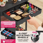 Goovilla Rolling Makeup Organizer Cart with Removable Drawer, 4 Tier Black - Image 3