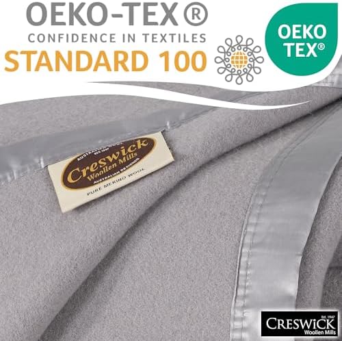 Creswick Woollen Mills 100% Australian Merino Wool Blanket – Soft Warm and Natural with Satin Binding, Breathable Luxury Bedding for All Seasons, (Light Gray, King Size) - Image 4