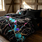 CCoutueChen Black Marble Comforter Set, Queen Size - Image 4