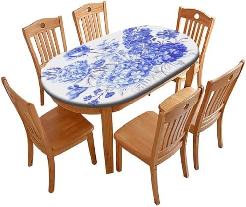 Oval Table Cloth, Plaid Pattern Printed on Oval Elastic Tablecloth, for Outdoor Travel Picnics BBQs Beach Parties, Fits for 52" x 70" Oval Tables by tablecovertablecloth