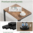 Simple Trending C Shaped End Table, Small Side Table, TV Trays for Couch, Sofa Table for Living Room, Bedside, Rustic Brown - Image 6