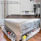 2 Pieces Shoe Storage Pocket Organizer Bedside Holder Bag Rack Hanging Non Woven Saving Easy Install Suitable for RV Bedroom, White - Image 2
