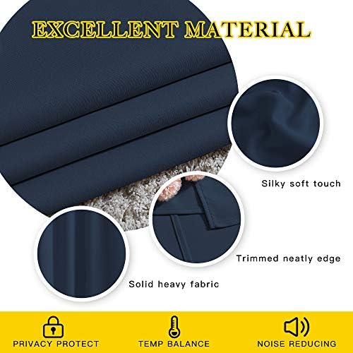 NICETOWN Blackout Curtain Panels 90 - Window Treatment Energy Saving Thermal Insulated Solid Grommet Blackout Drapes for Living Room (Navy, 1 Pair, 66 by 90-Inch) - Image 4