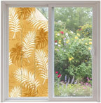 Window Privacy Film Frosted, Orange Yellow Palm Trees Tropical Non-Adhesive Static Cling Window Tint, Summer Beach Botanical Insulated Windows Frosted Films for Living Room, 35.4 x 78.7 Inches by Unknown