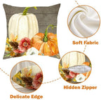 EMMTEEY Pumpkin Floral Autumn Watercolor Fall Pillow Covers 24x24 Set of 2 - Image 3