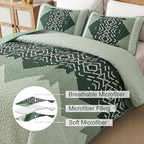 Dintszyayue Green Boho Quilt Set Queen, Aztec Pattern Lightweight Bedspread - Image 5