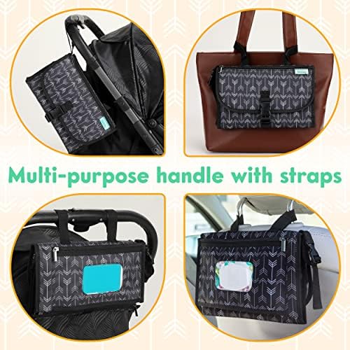 Kopi Baby Portable Diaper Changing Pad, Wipes Pocket, Premium Black Arrows - Image 3
