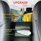 JEYODA Car Suede Seat Organizer High-capacity Seat Back Pouch Central Storage for Pickup SUVs Double-sided Tissue Storage Handbag Holder Car Accessories (Black) - Image 2