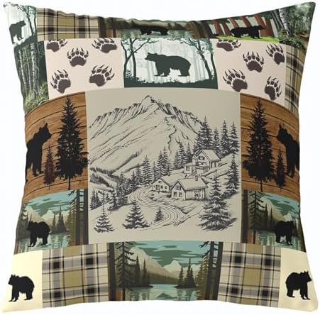 Feelyou Bear Rustic Throw Pillow Covers Soft 16" x 16" - Image 3