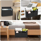 4 Pack Desk Side Hanging Organizer, Adhesive Storage Bag with Pockets for Magazine Ipad Notebook, for End Tables Home Office Desks Computer Workstations Dressing Table, Black - Image 6