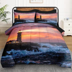 WeCozy Queen Comforter Set with Sheets, 7 Pieces Lighthouse Ocean Bedding - Image 2