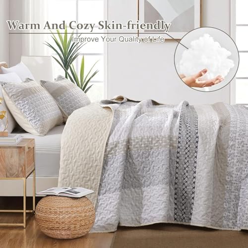 WONGS BEDDING Twin Quilt Bedding Set 2 Piece, Beige - Image 5
