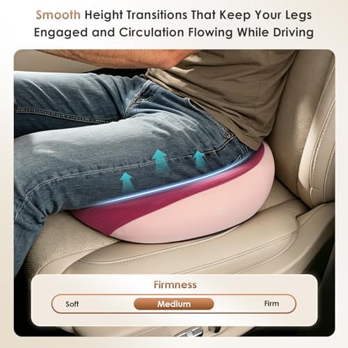 FLORICH Large Car Seat Cushion for Long Sitting, Ergonomic Memory Foam Driving Seat Cushion for Back & Sciatica Pain Relief, Non-Slip Washable Seat Cushion for Car, Driver, Office-Pink - Image 7