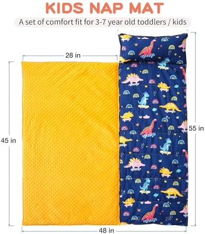 Bunnikins & Clover Toddler Nap Mat with Removable Pillow, Nap Mats for Preschool, Easy Clean Toddler Nap Pad for Kindergarten, Kids Sleeping Bag for Travel Camping - Image 5