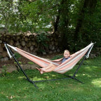 Vivere Double Sunbrella Hammock with Space-Saving Steel Stand and Premium Carry Bag - 450 lb Weight Capacity (Cameo) - Image 4