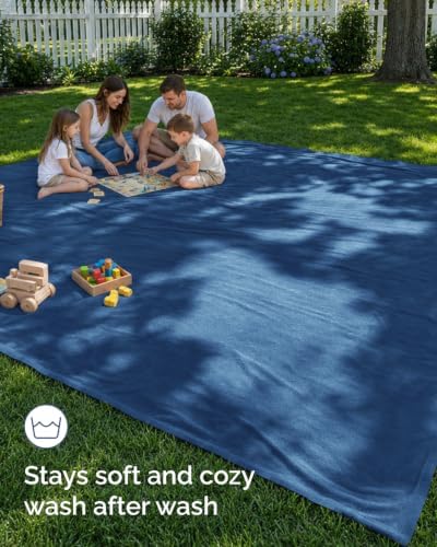 Fleece Blanket Oversized King - Ultra-Soft Flannel Blanket - Royal Blue - Image 6