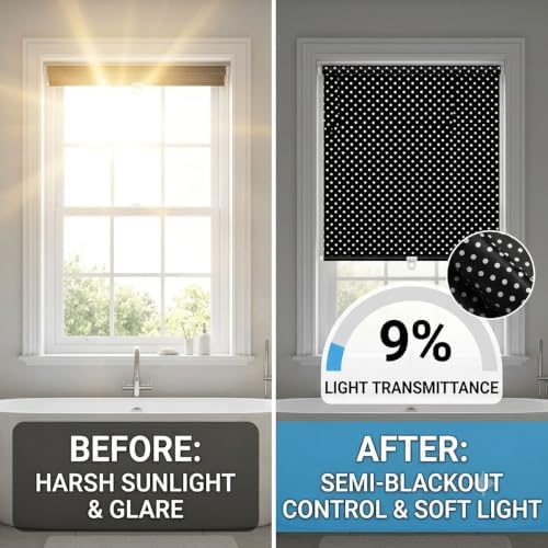 Blackout Blind Shade with Suction Cups, No Drill Roller Window Curtains - Image 2