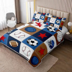 HOSIMA Kids Ball Patchwork Quilt Bedding Set Queen Size with 2 Pillowcases. - Image 2