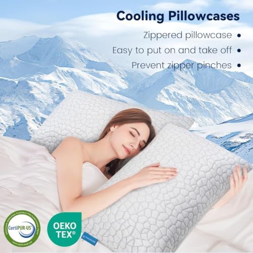 2-Pack Queen Cooling Fiber Pillowcases – Luxury, fits Hotel/Memory Foam/Down Pillows, Smooth Zippers, for hot Sleepers, Machine Washable. - Image 7