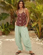 TARSE Womens Linen Barrel Pants Casual Summer Travel Lounge Trousers - Image 2