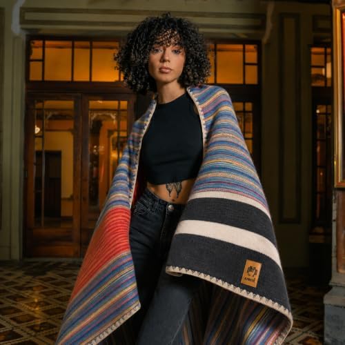 ALPAKITAS Alpaca Wool Blanket – Twin Size, 75 x 38 Inches – Warm & Lightweight – Couch, Bed, or Outdoor Blanket – Orange & Blue - Image 2