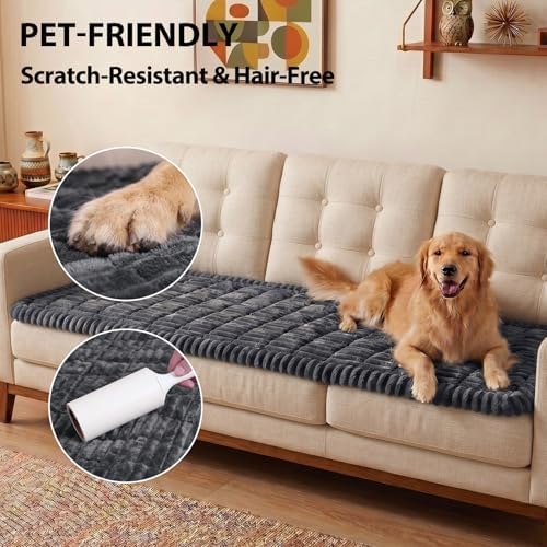 Fixwal Waterproof Flannel Dog Couch Cover, 27.6" x 88", Dark Grey - Image 6
