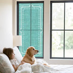 Window Privacy Film Frosted, Turquoise Botanical Static Cling Door Window Covering, Vintage Florals Geometric Minimalist UV Blocking Windows Film for Office, Hotel, Bedroom, 29.5 x 78.7 Inches - Image 2