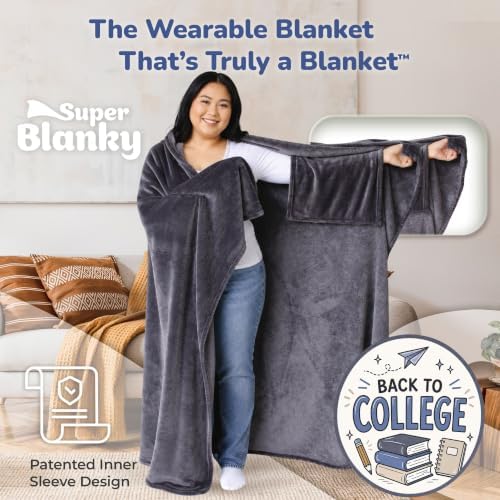 Super Blanky Wearable Blankets for Women & Men, Dorm Room Essentials, Gift for Her, Gifts for Women, Wife Birthday Gift Ideas - Image 3